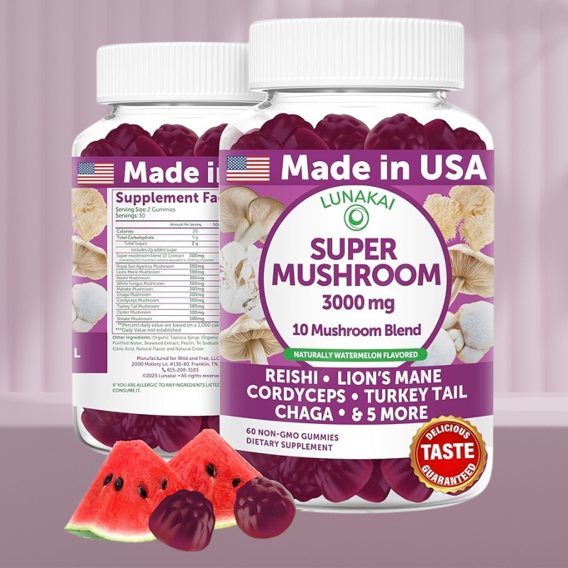 Lunakai USA Made Super Mushroom Gummies for Adults